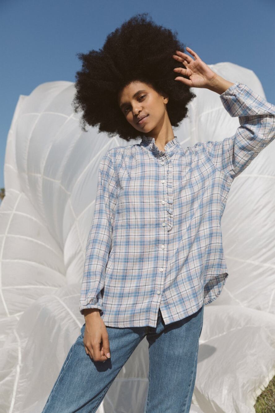 by Trovata Birds of Paradis Michelle Blouse Nantucket Plaid XS
